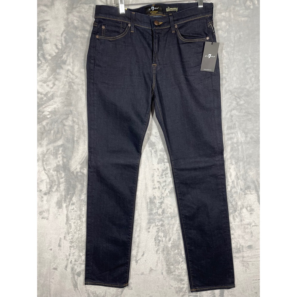 7 For All Mankind Slimmy Foolproof Denim Slim Straight Jeans Dark Indigo 32